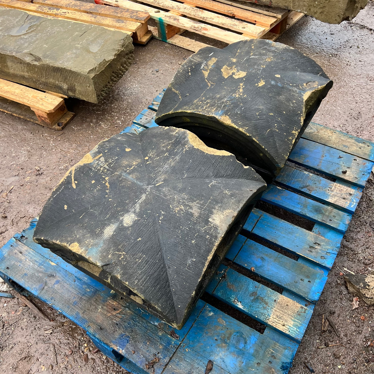 Reclaimed Stone Pier Cap Pair