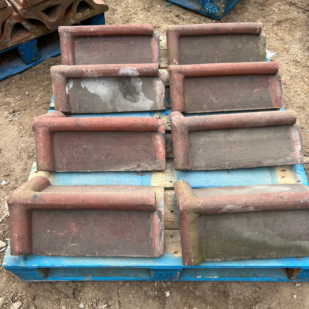 Reclaimed Red Roll Top Capped Ridge Tiles 105 Degree - Job Lot of 8