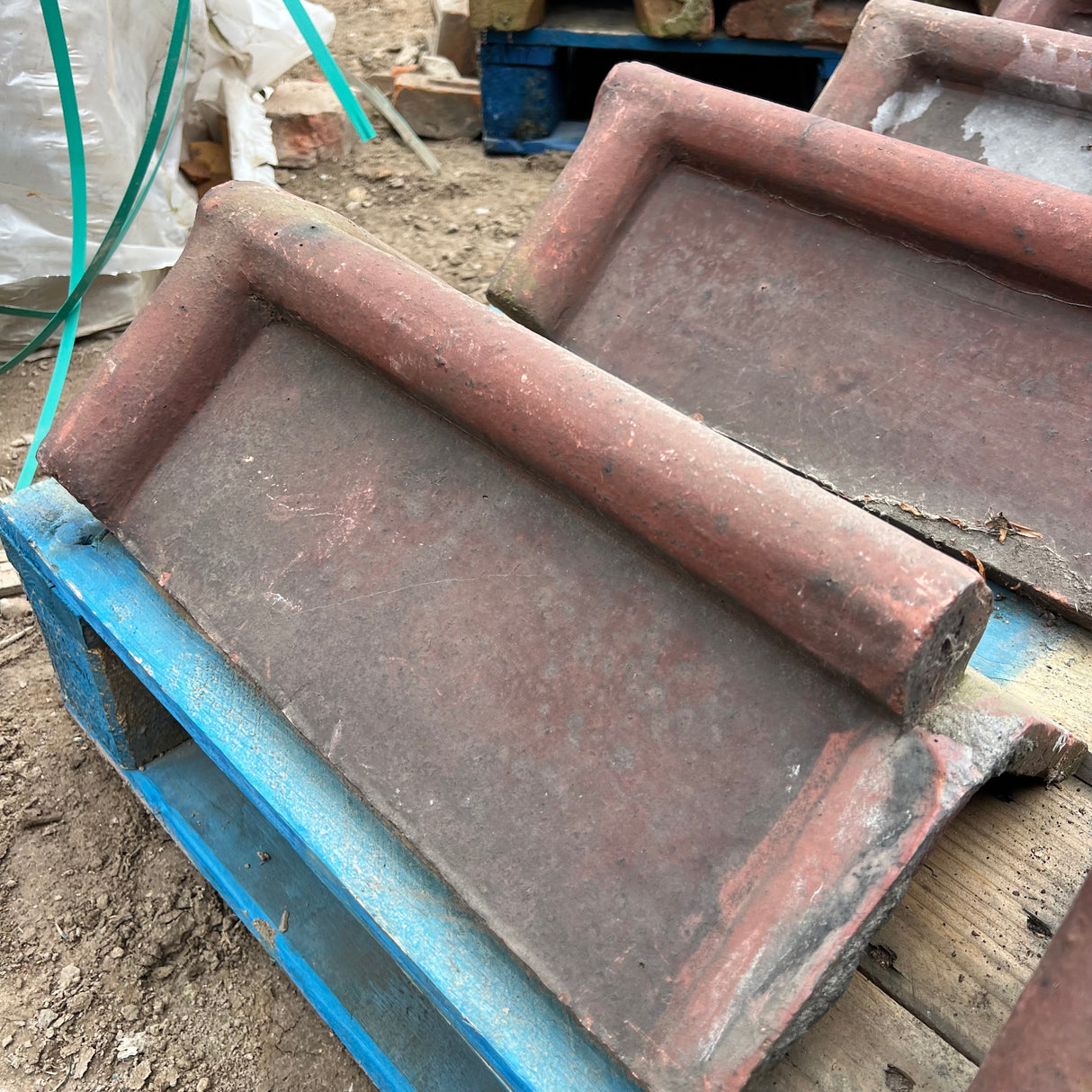 Reclaimed Red Roll Top Capped Ridge Tiles 105 Degree - Job Lot of 8