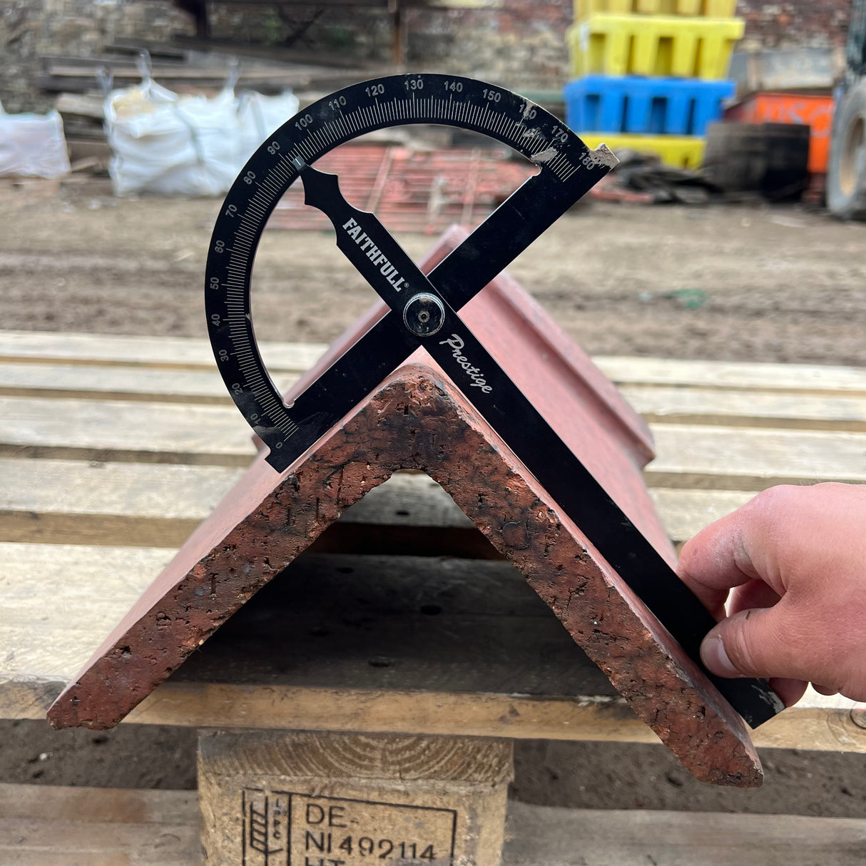 Reclaimed Red Clay Triangular Capped Roof Ridge Tile - 85 Degree
