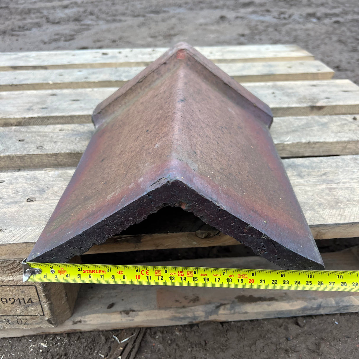 Reclaimed Brindle Blue Triangle Capped Clay Roof Ridge Tile - 110 Degree