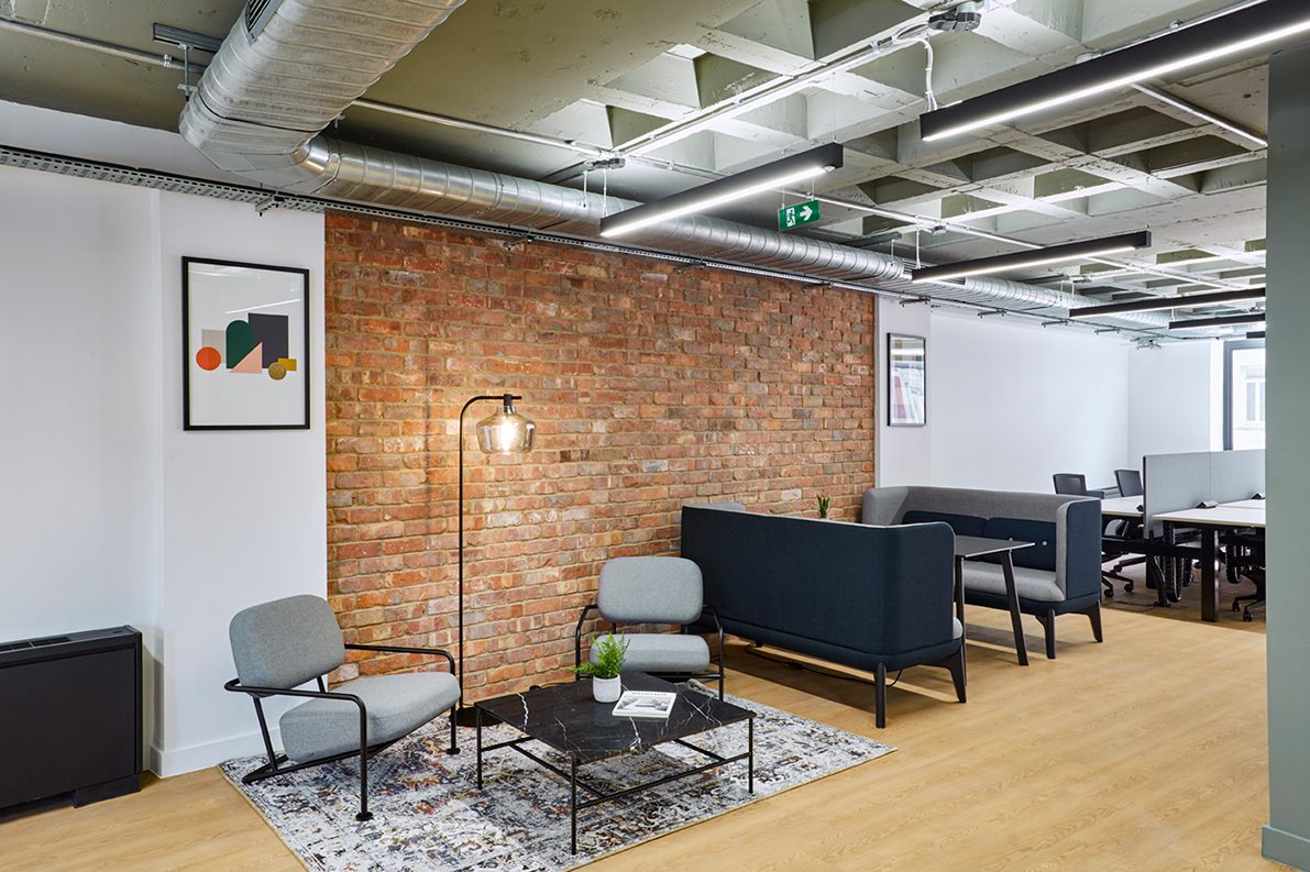 Commercial Office Brick Slip Feature Wall in Manchester
