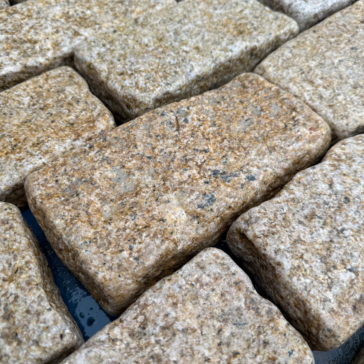 Gold Tumbled Granite Cobble Setts - 200mm x 100mm - Per SQM