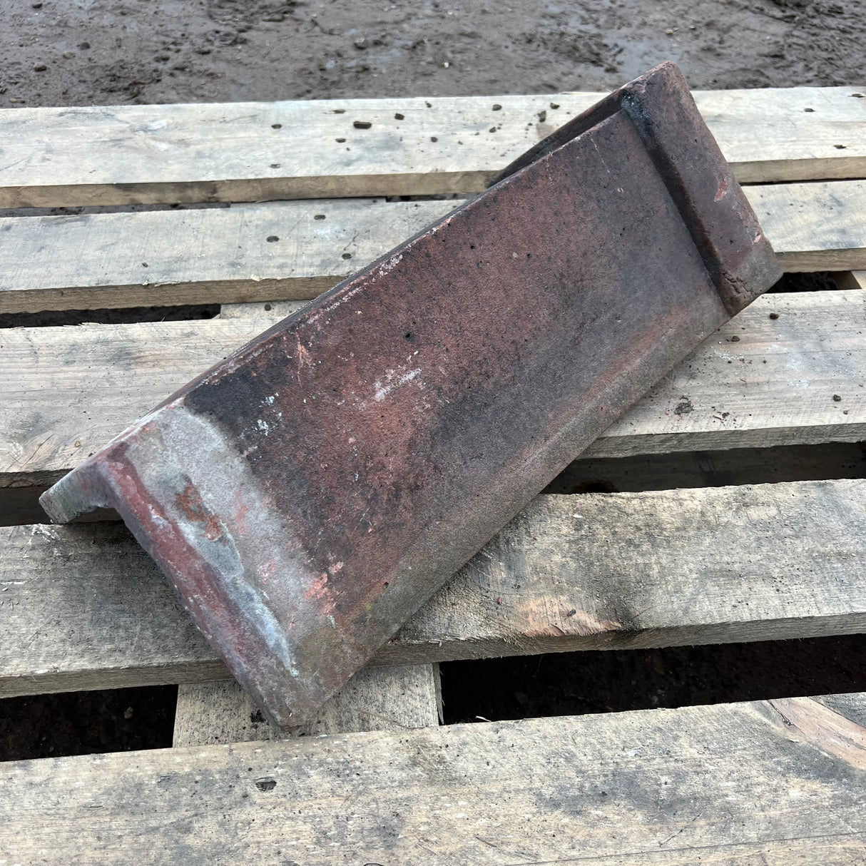 Reclaimed Weathered Red Angled Capped Clay Roof Ridge Tile - 90 Degree