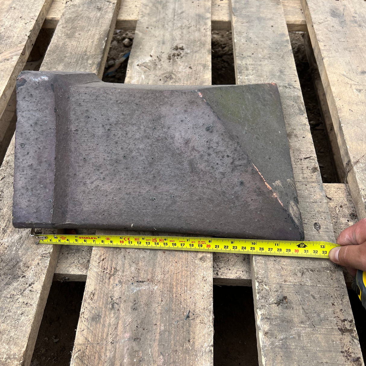 Reclaimed Staffordshire Blue Triangle Roof Ridge Tile Cap End - 105 Degree