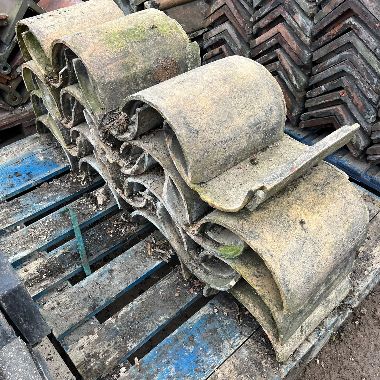 Reclaimed Buff Half Round Clay Roof Ridge Tile