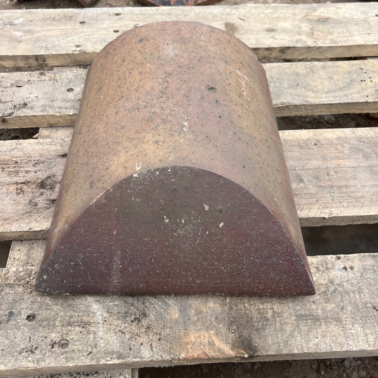 Reclaimed Brindle Blue Half Round Roof Ridge Tile Cap End