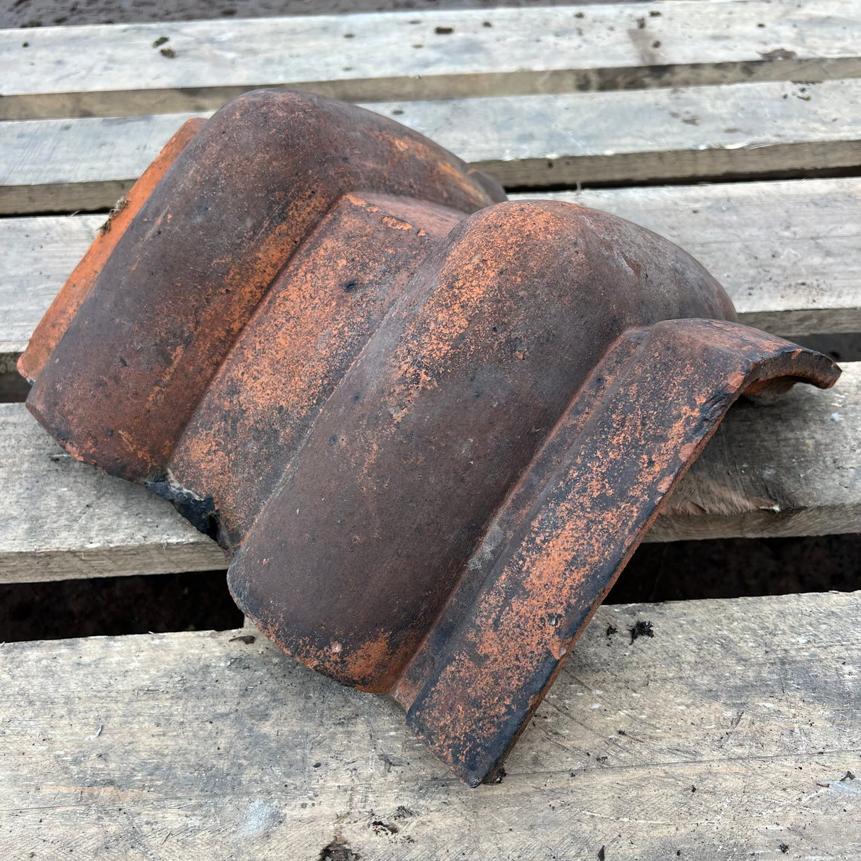 Reclaimed Orange Clay Roof Ridge Tiles - 110 Degree