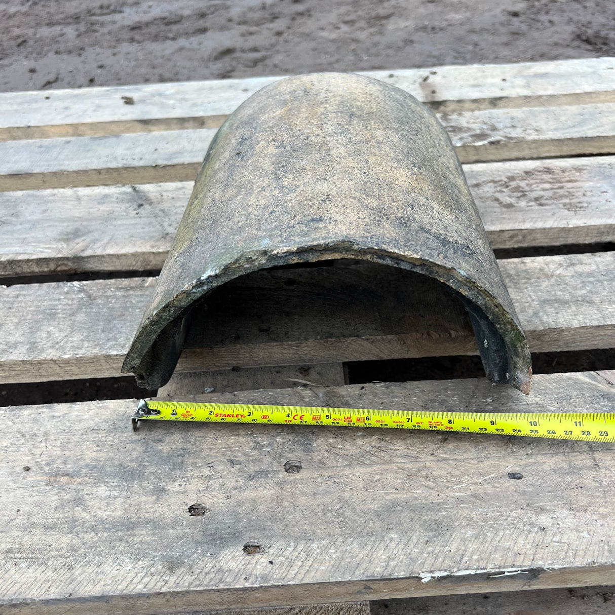 Reclaimed Buff Half Round Clay Roof Ridge Tile