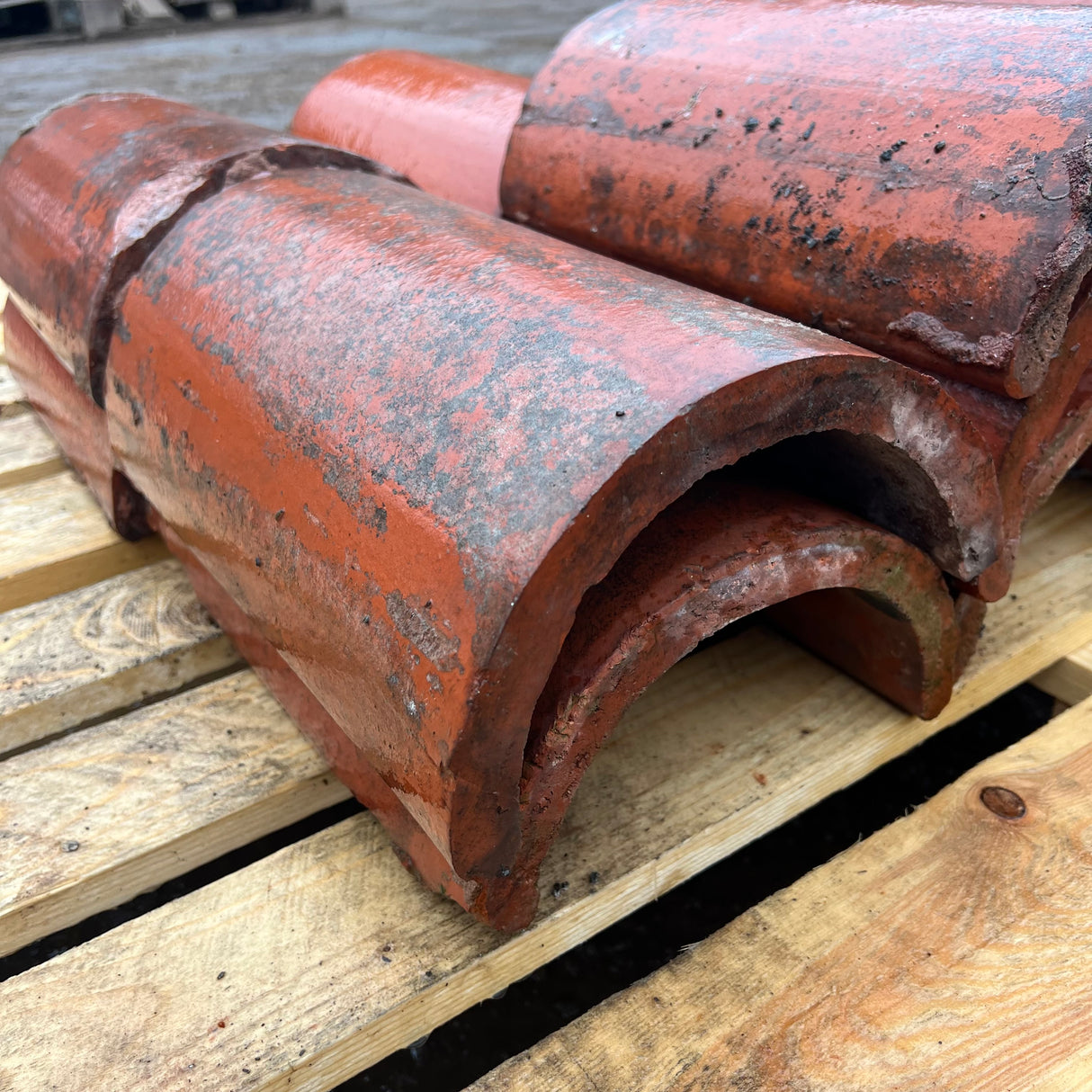 Reclaimed Red Half Moon Roof Ridge Tiles