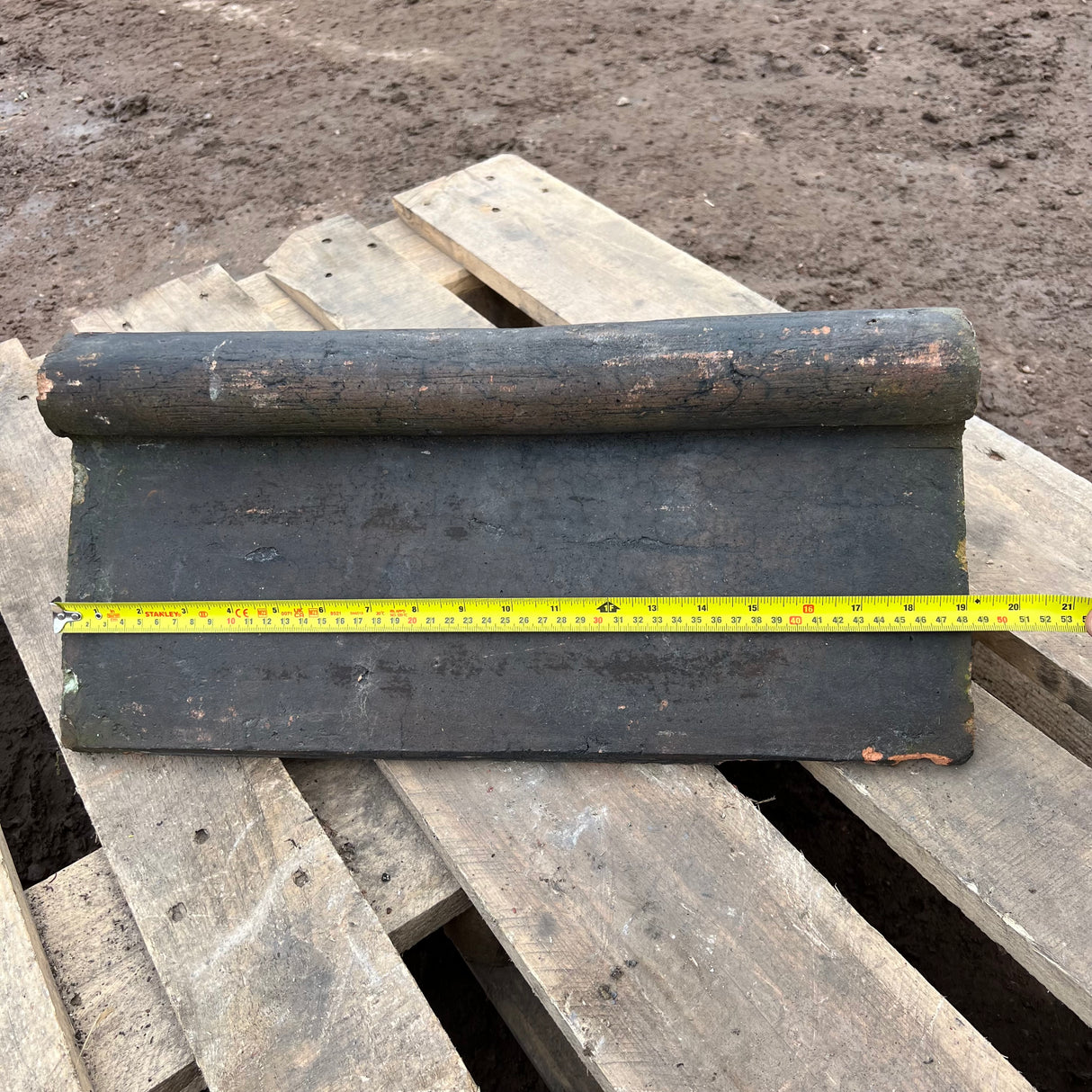 Reclaimed Weathered Blue Roll Top Clay Roof Ridge Tiles - 90 Degree
