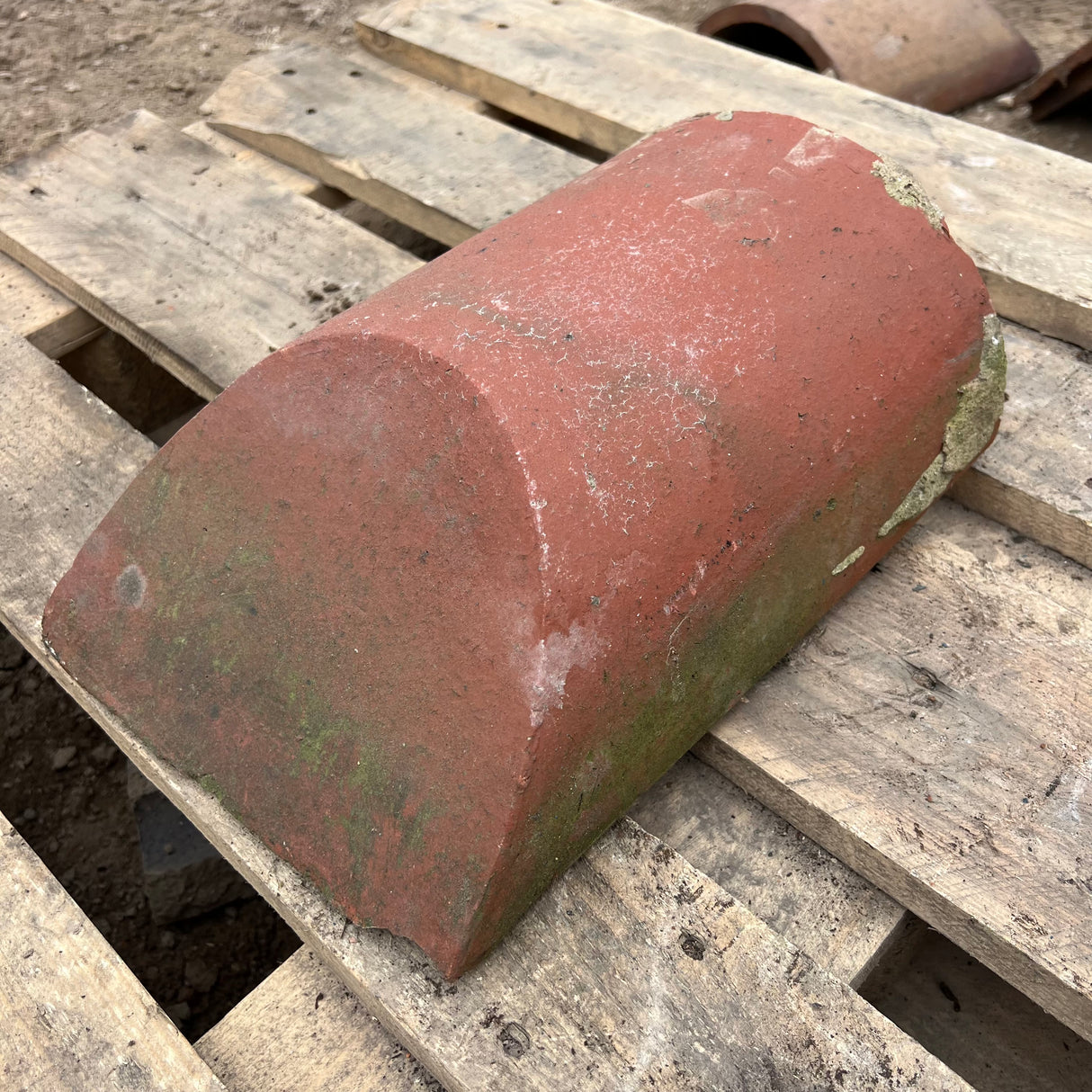 Reclaimed Red Half Round Roof Ridge Tile Cap End