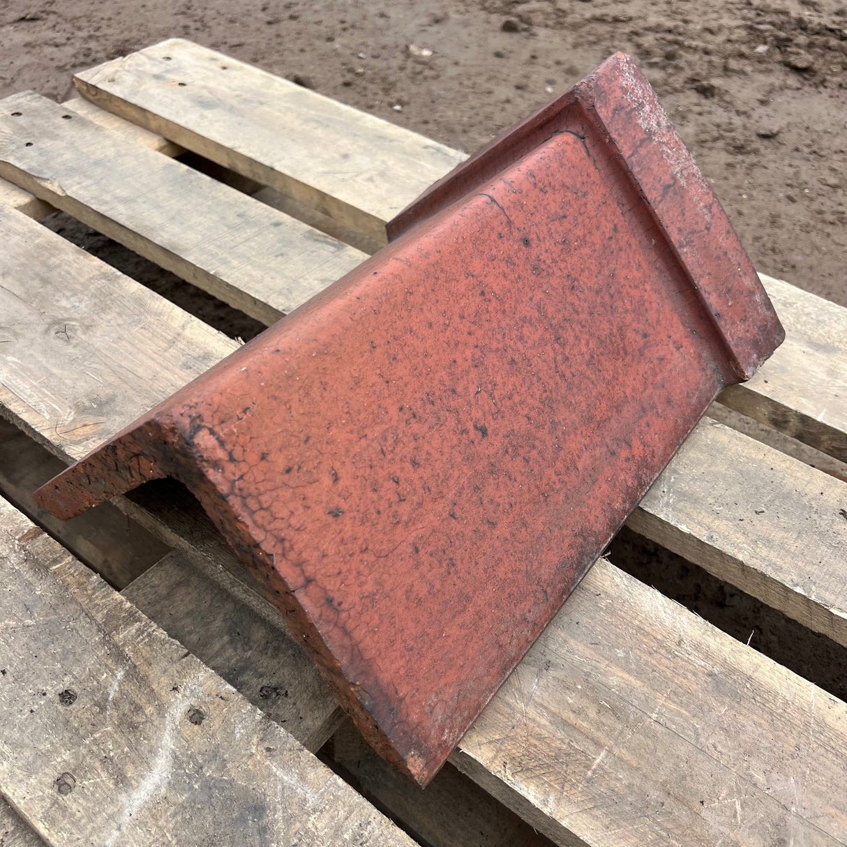 Reclaimed Red Clay Triangular Capped Roof Ridge Tile - 85 Degree