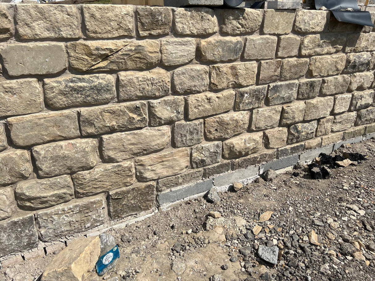 Reclaimed Punch Face Building Stone - 6” Backed Off