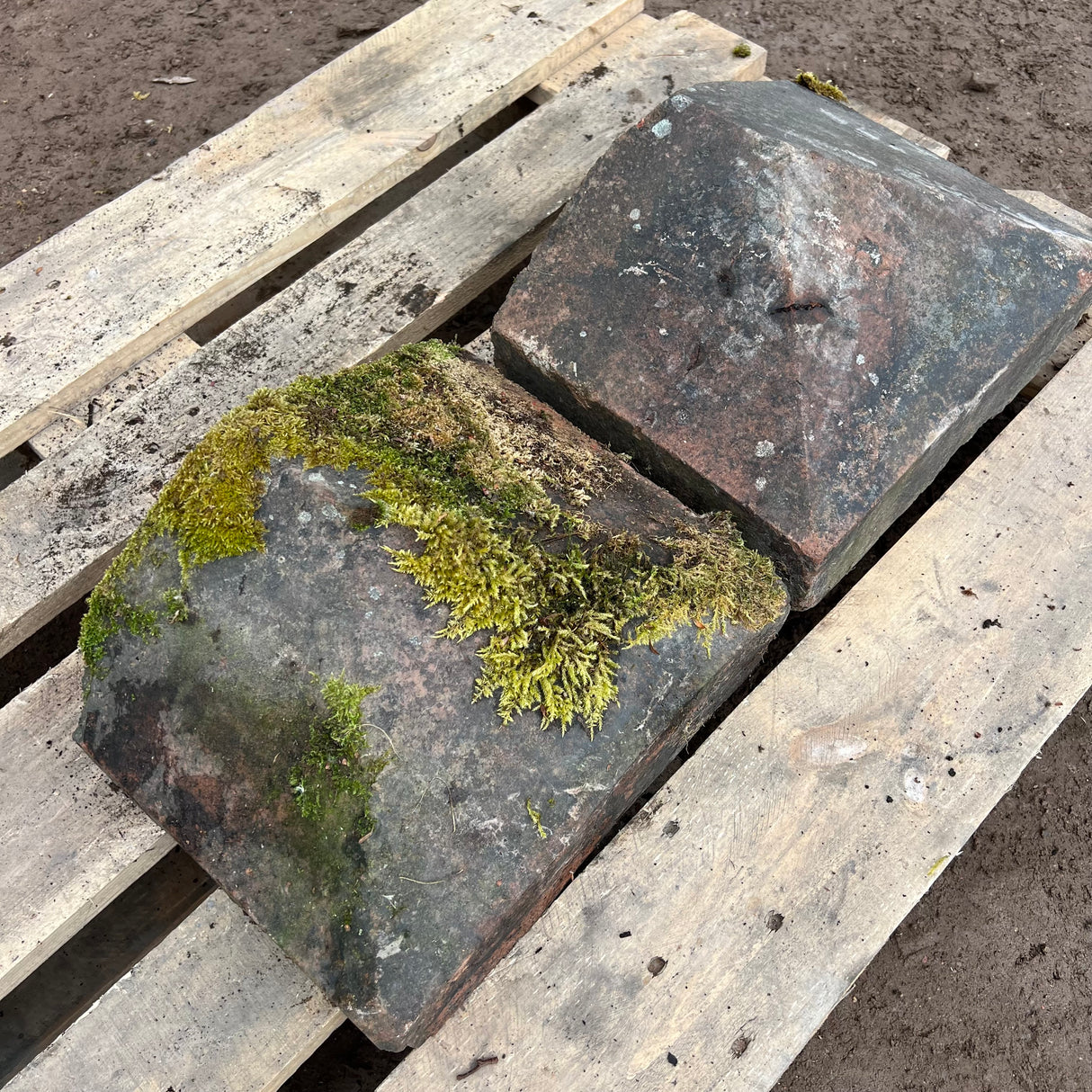 Reclaimed Brick Wall Coping End - Set of Two