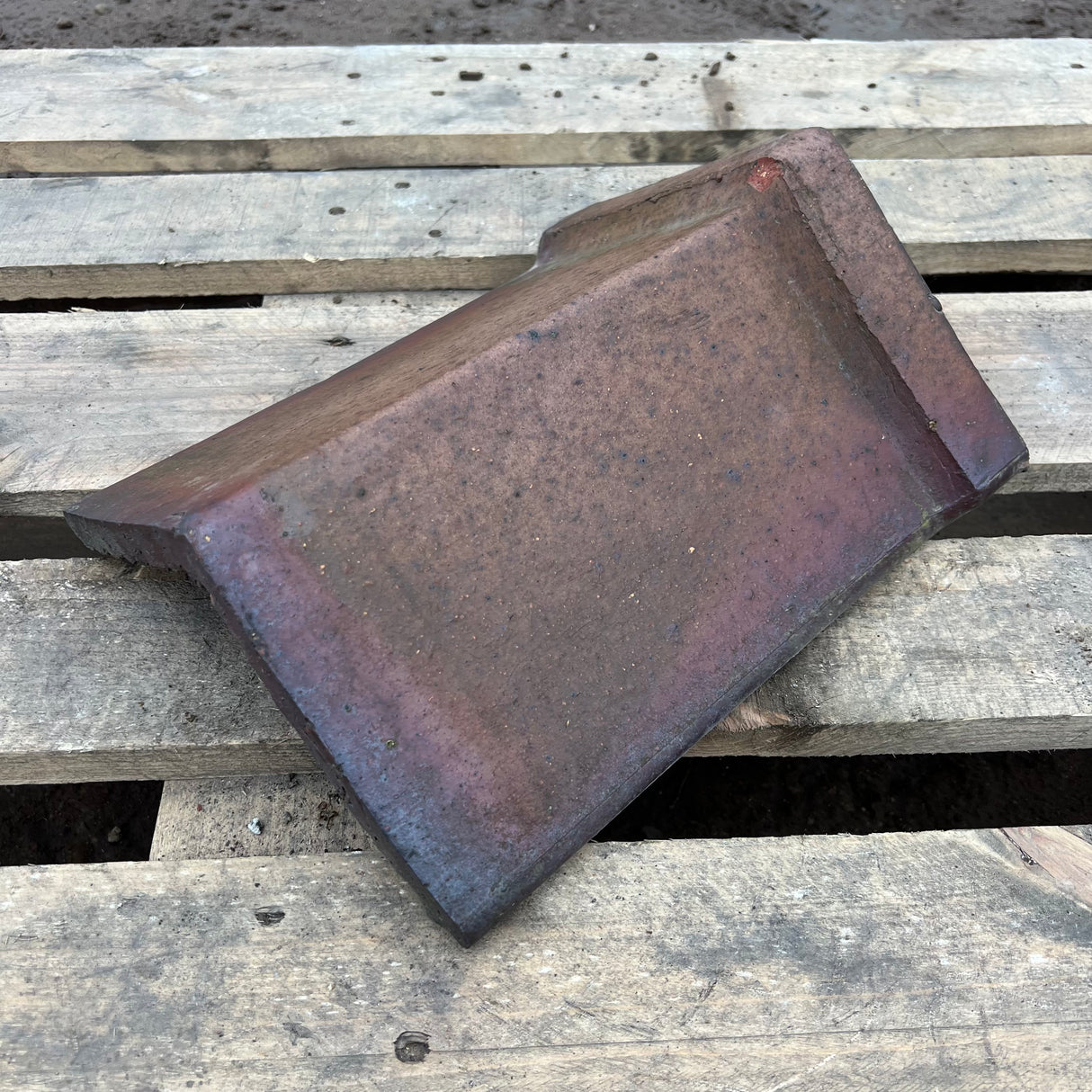 Reclaimed Brindle Blue Triangle Capped Clay Roof Ridge Tile - 110 Degree