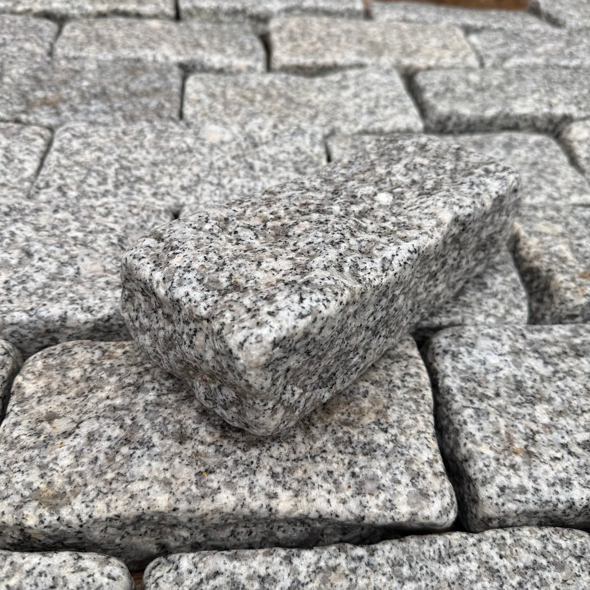 Silver Tumbled Granite Cobble Setts - 200mm x 100mm - Per SQM