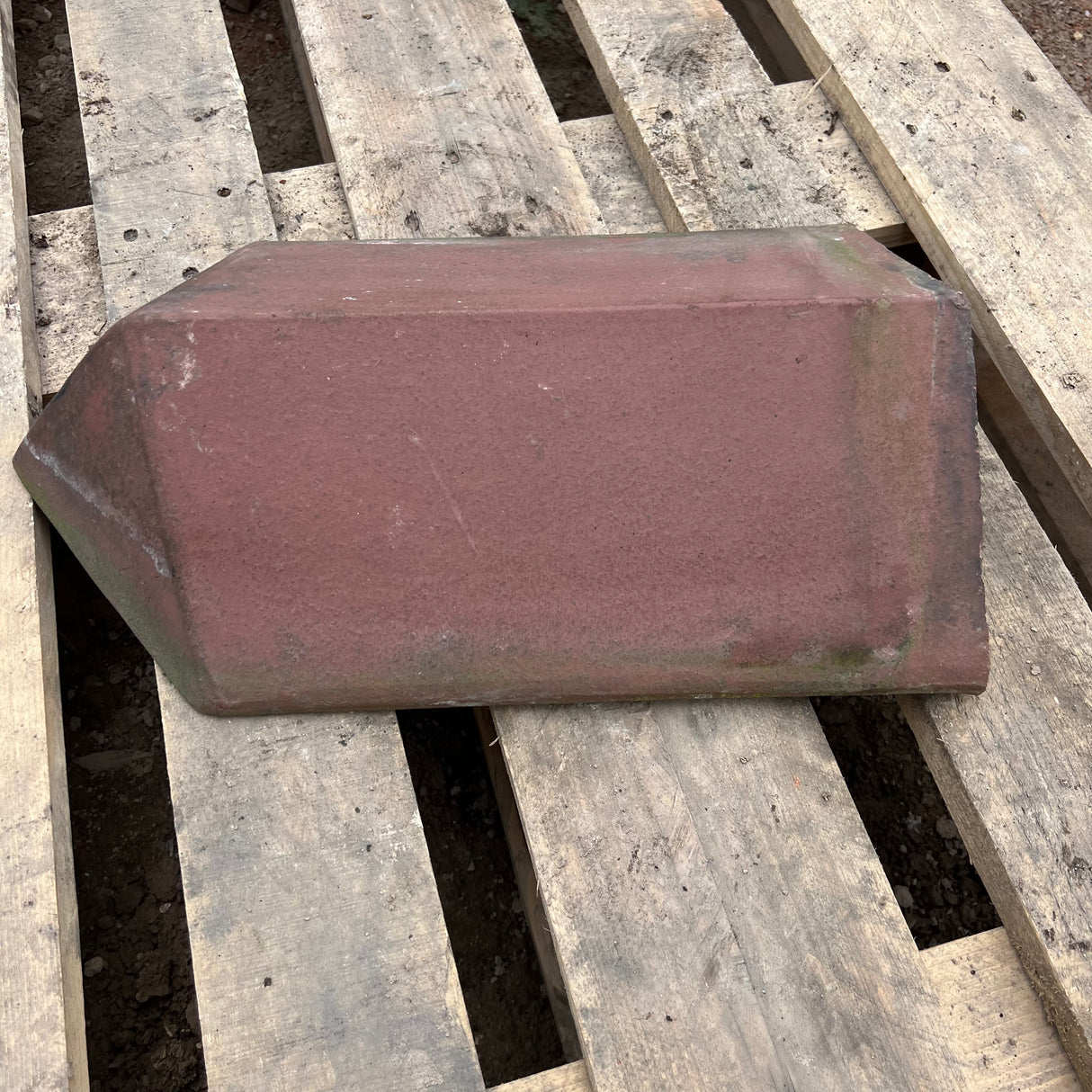 Reclaimed Red Triangle Roof Ridge Tile Cap End - 115 Degrees
