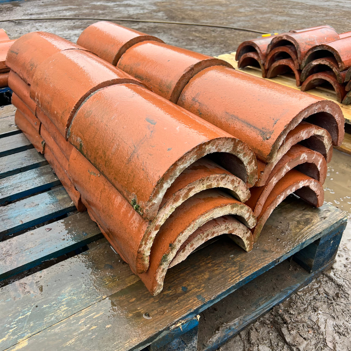 Reclaimed Orange Half Moon Roof Ridge Tiles - Job Lot