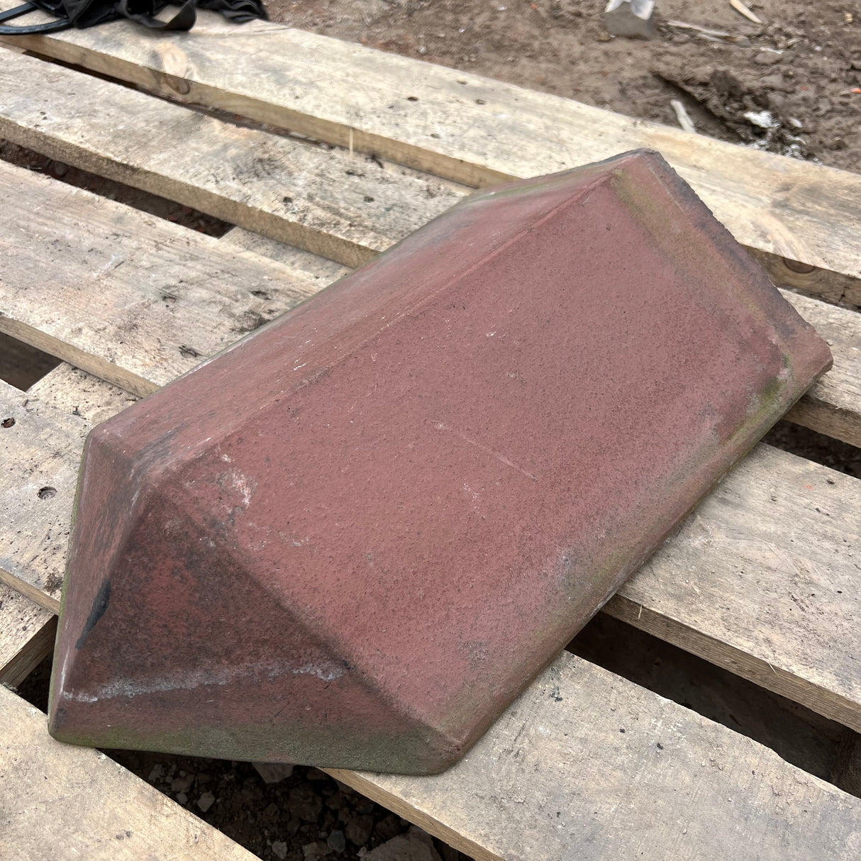 Reclaimed Red Triangle Roof Ridge Tile Cap End - 115 Degrees