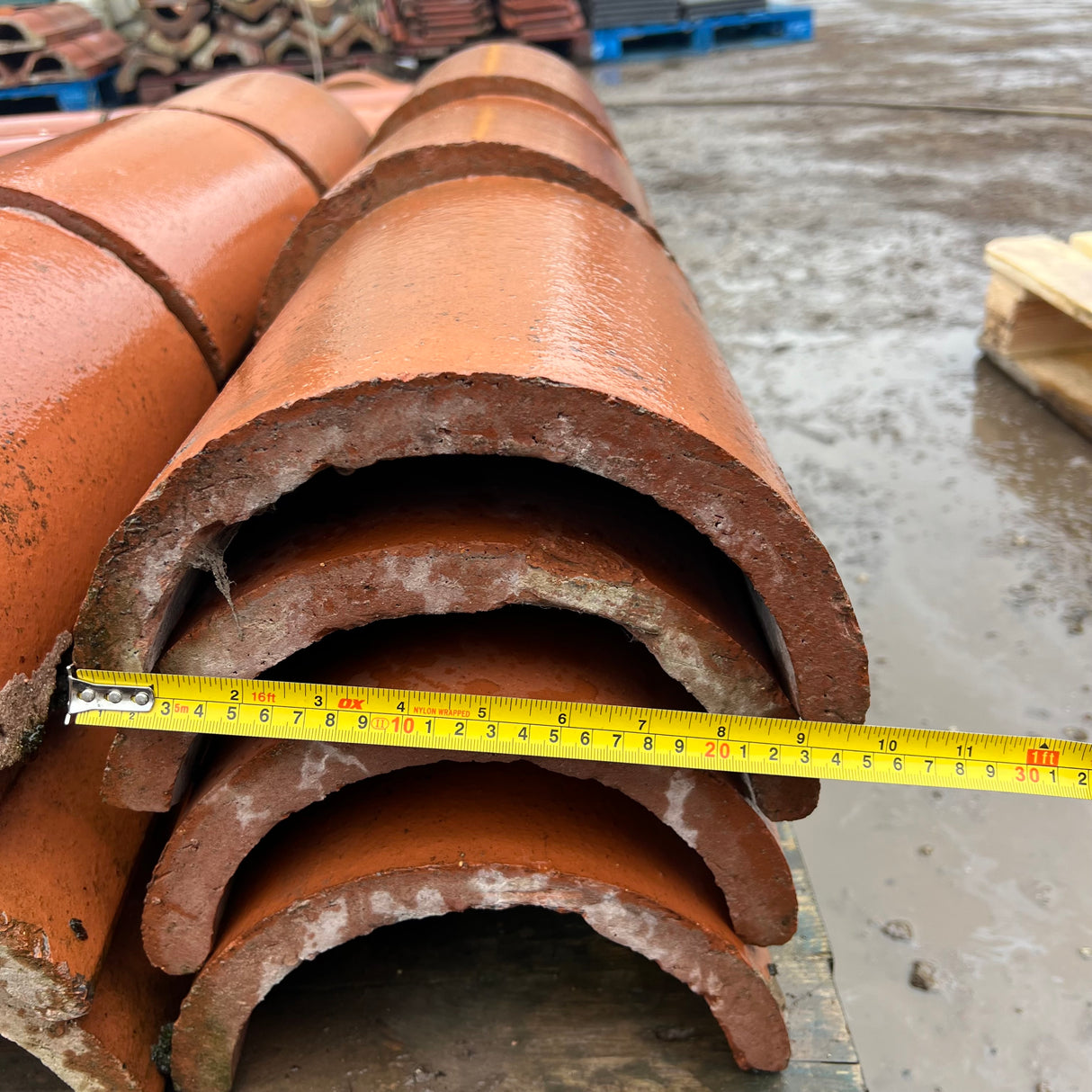 Reclaimed Orange Half Moon Roof Ridge Tiles - Job Lot