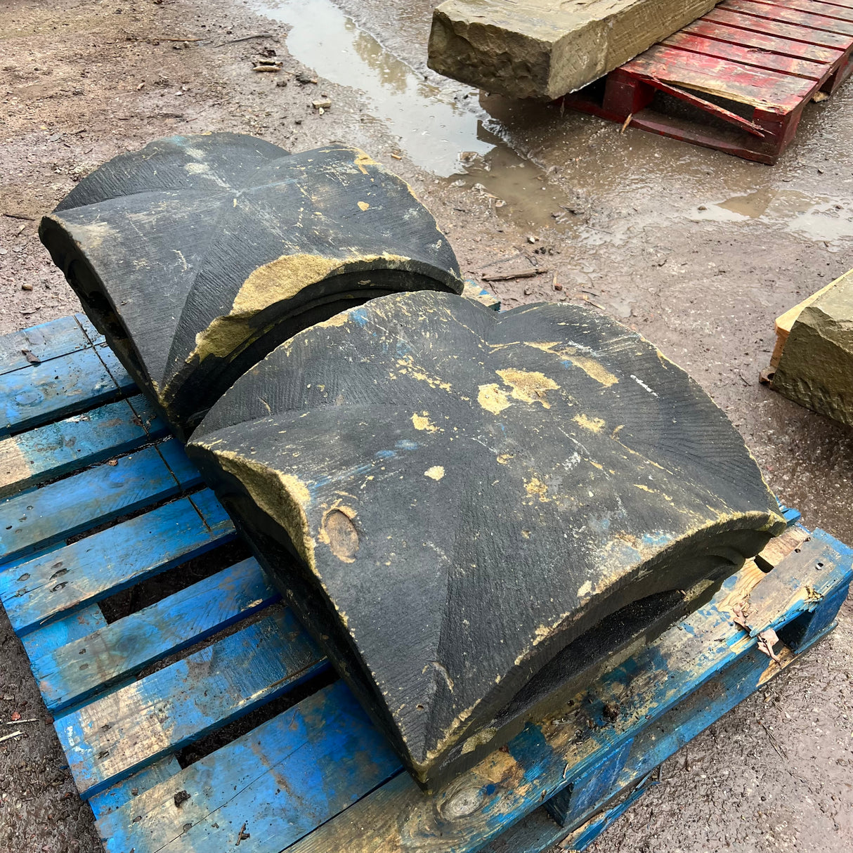 Reclaimed Stone Pier Cap Pair