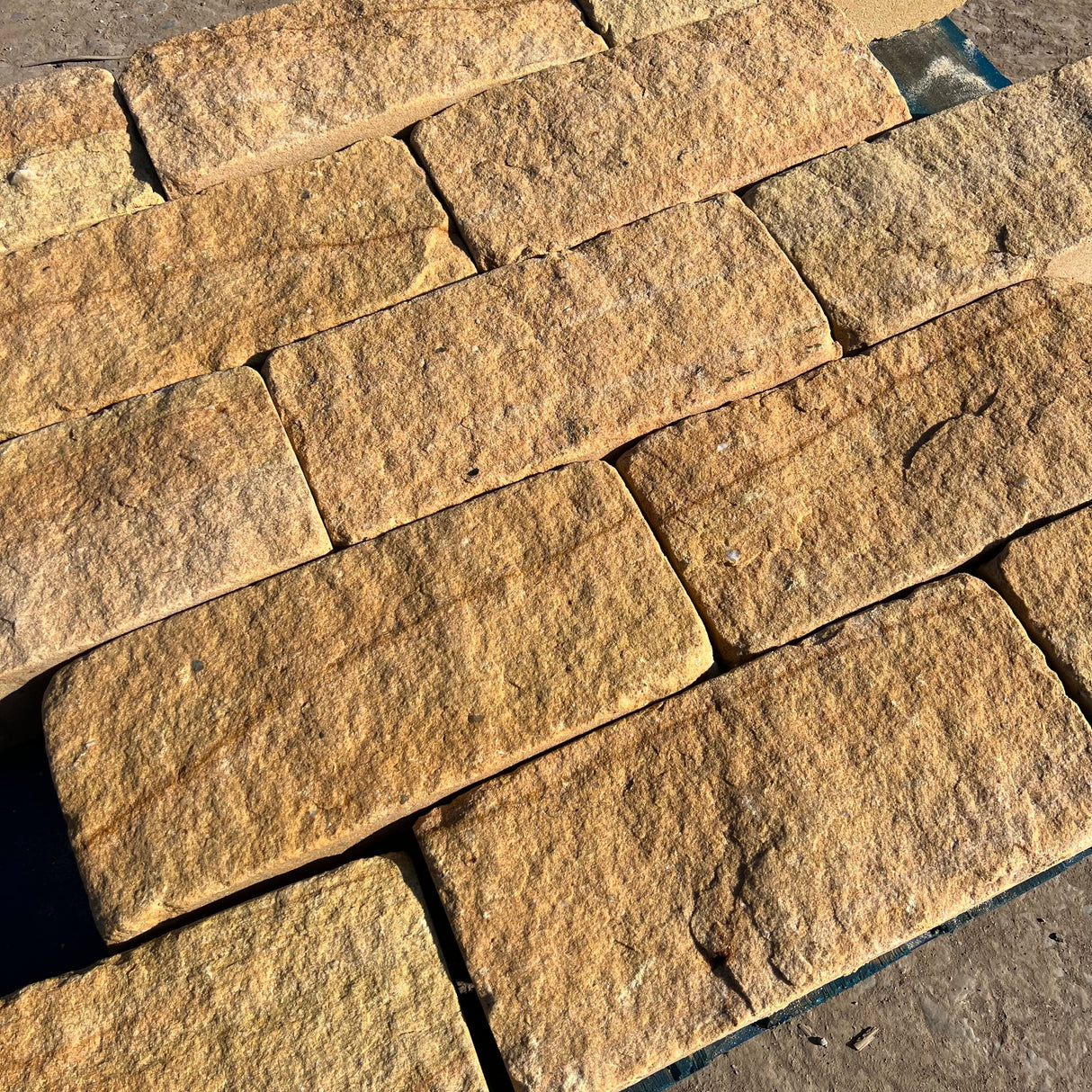180mm Britannia Buff Tumbled Sandstone Building Stone - Per SQM
