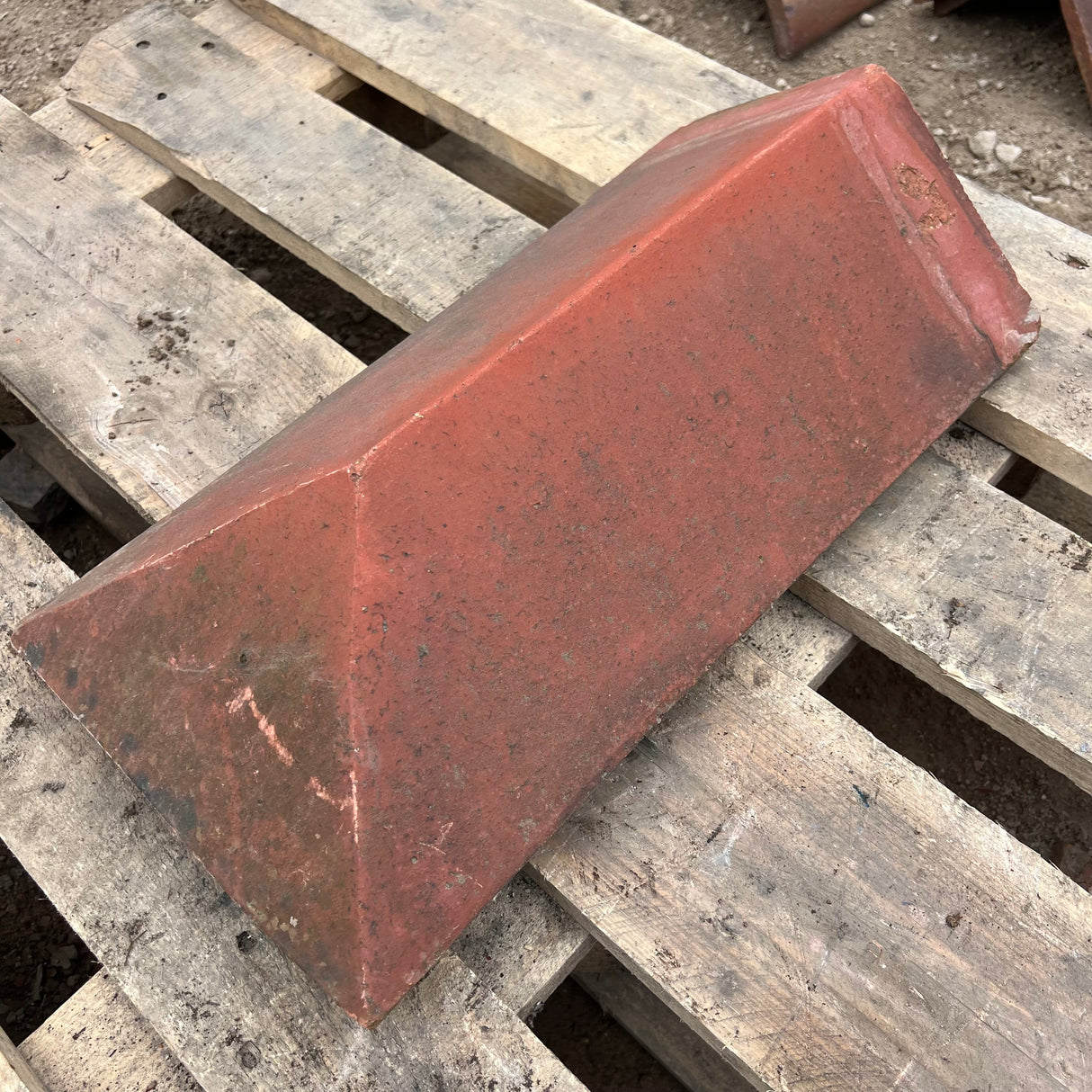 Reclaimed Red Triangle Roof Ridge Tile Cap End - 105 Degree