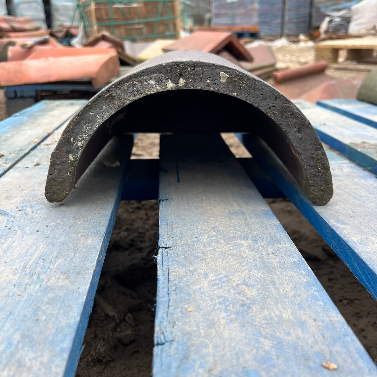 Reclaimed Staffordshire Blue Half Round Roof Ridge Tile Cap End