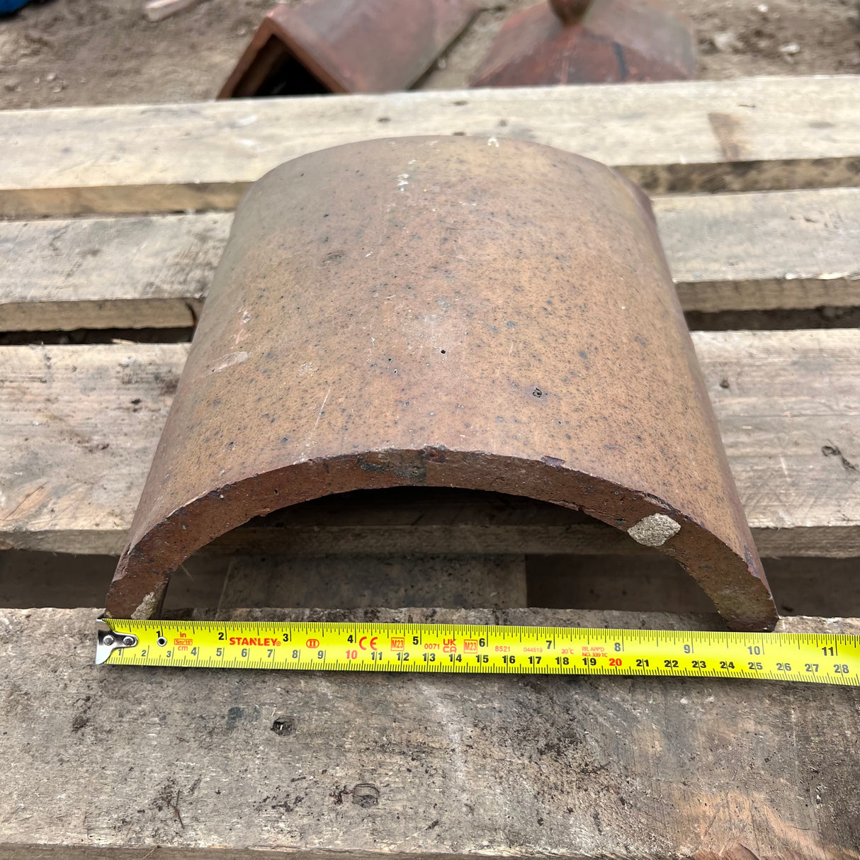 Reclaimed Brindle Blue Half Round Roof Ridge Tile Cap End
