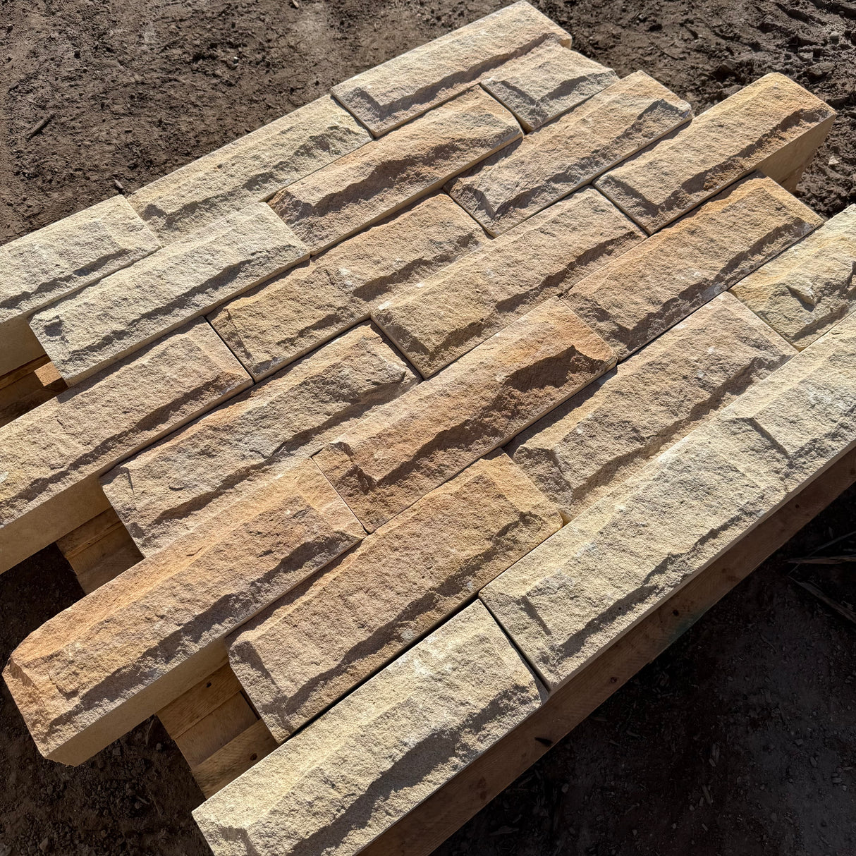 140mm Pitched Face Sandstone Building Stone - Per SQM