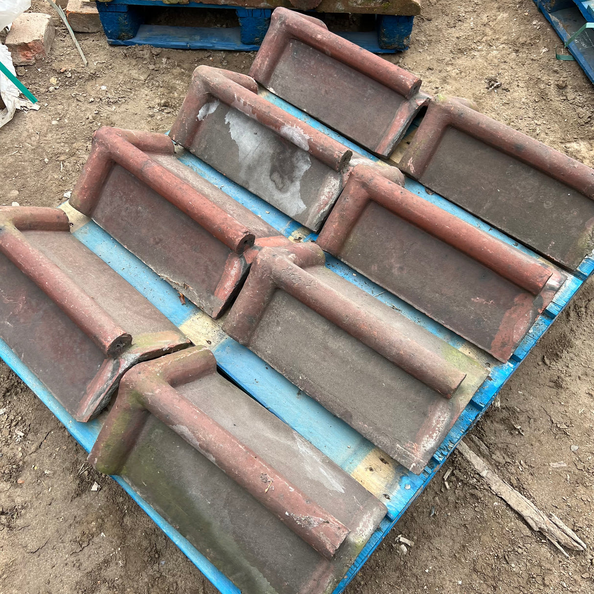 Reclaimed Red Roll Top Capped Ridge Tiles 105 Degree - Job Lot of 8