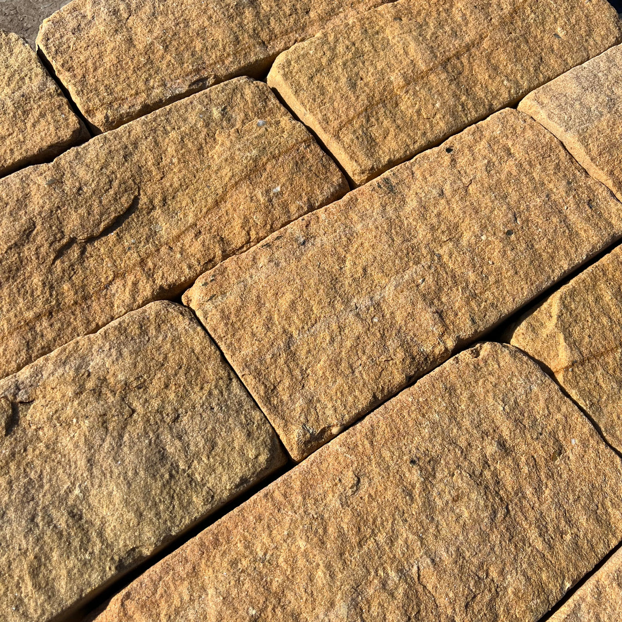 180mm Britannia Buff Tumbled Sandstone Building Stone - Per SQM