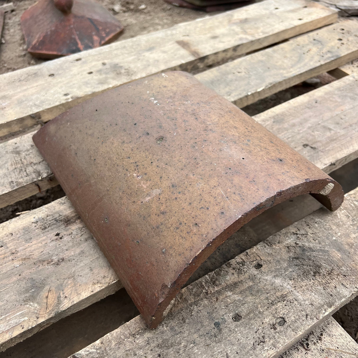 Reclaimed Brindle Blue Half Round Roof Ridge Tile Cap End