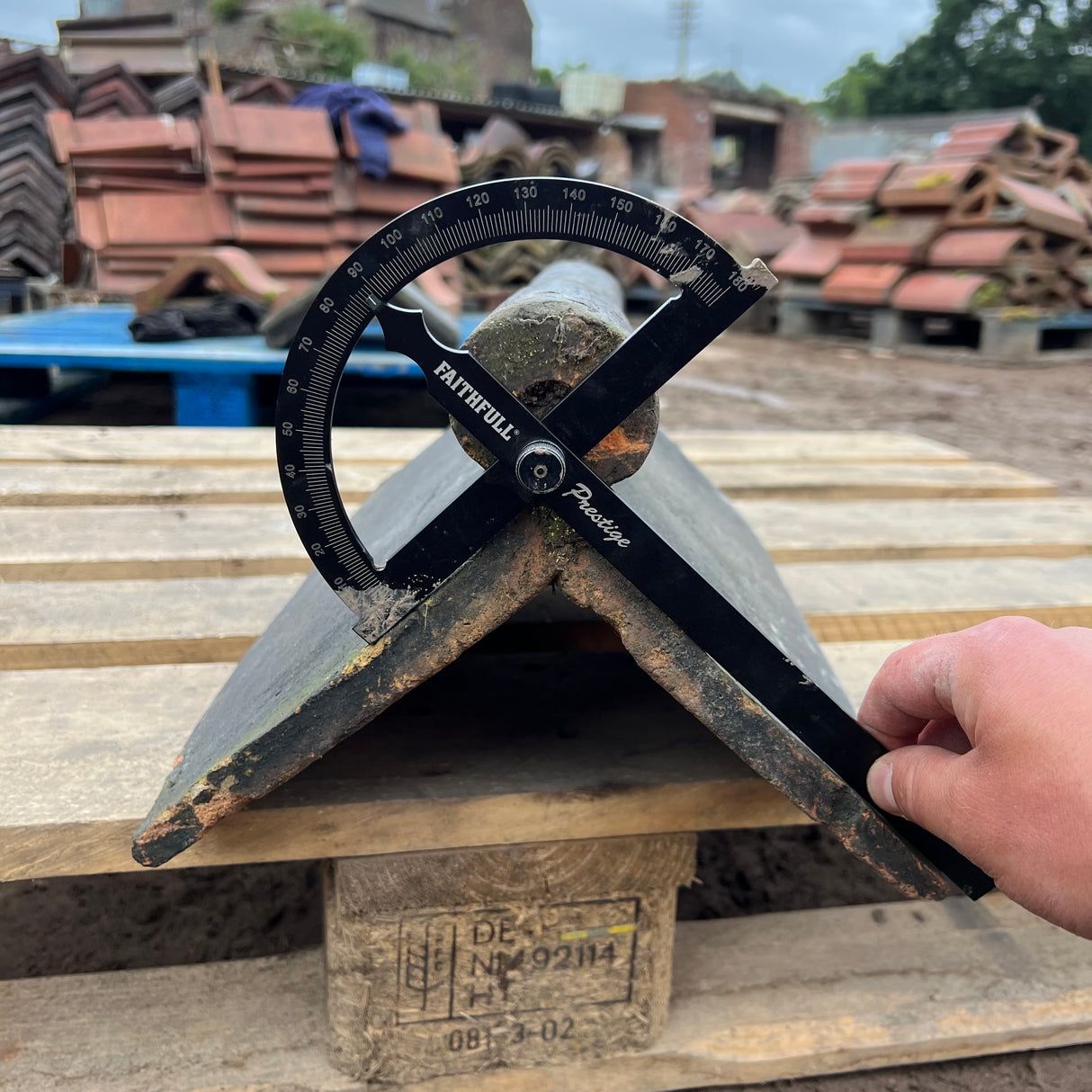 Reclaimed Weathered Blue Roll Top Clay Roof Ridge Tiles - 90 Degree