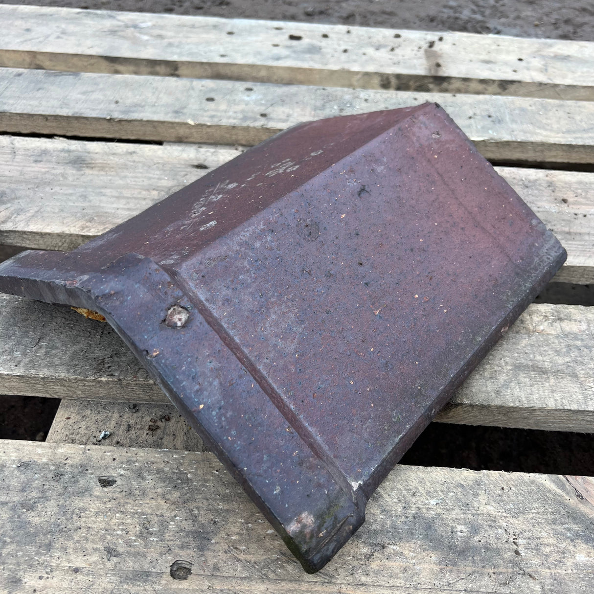Reclaimed Brindle Blue 12" Triangle Clay Roof Ridge Tile - 125 Degree
