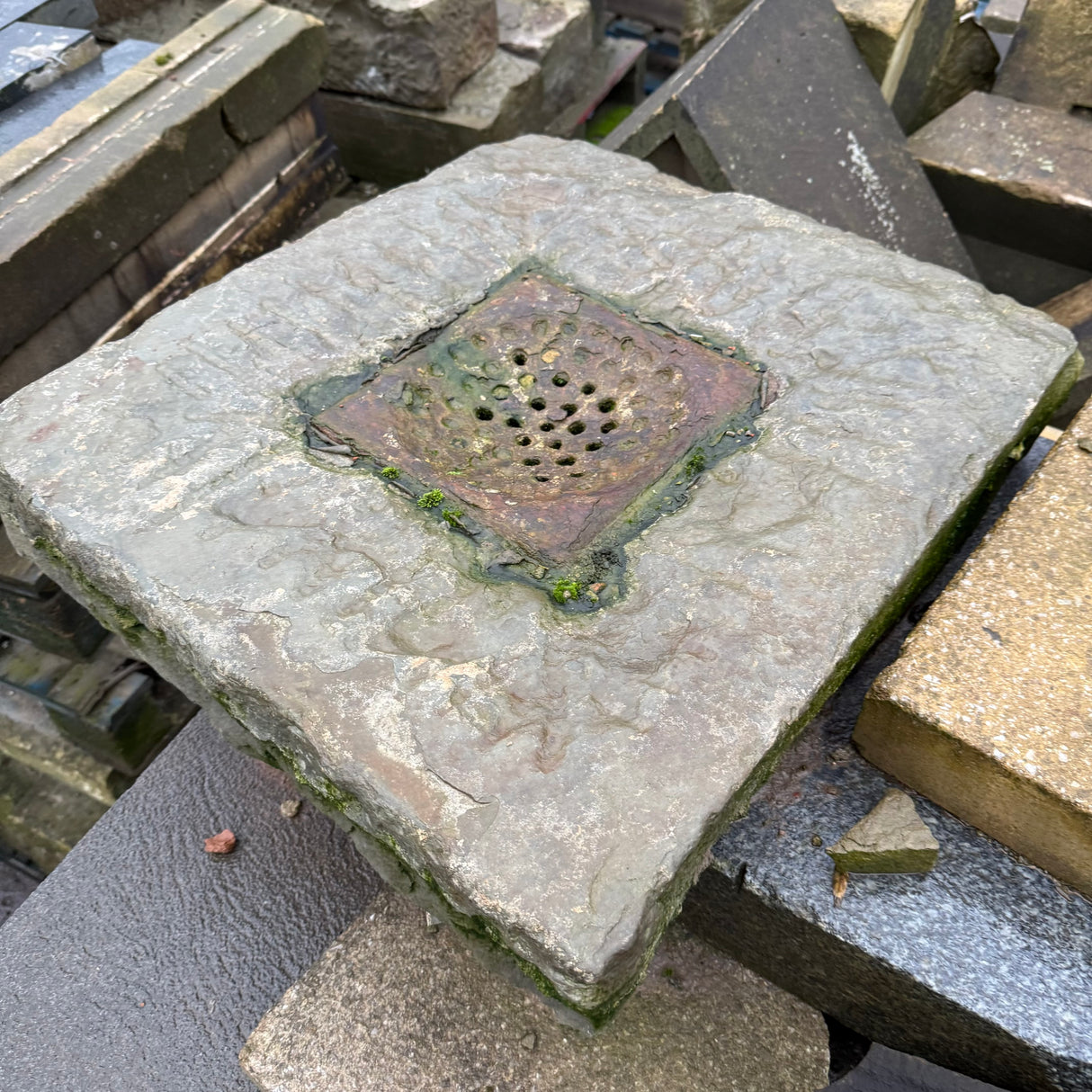 Reclaimed Stone Gully with Metal Grate