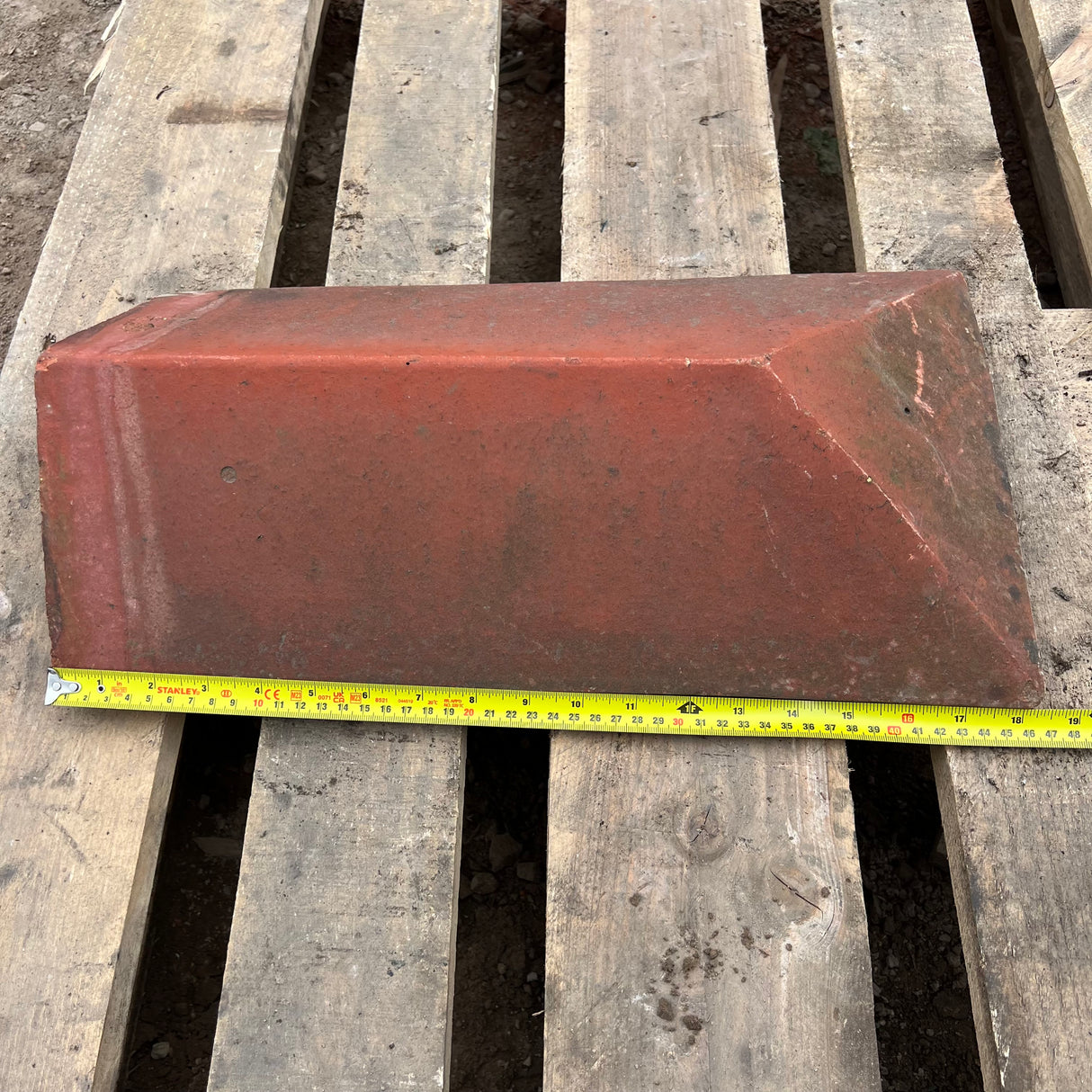 Reclaimed Red Triangle Roof Ridge Tile Cap End - 105 Degree