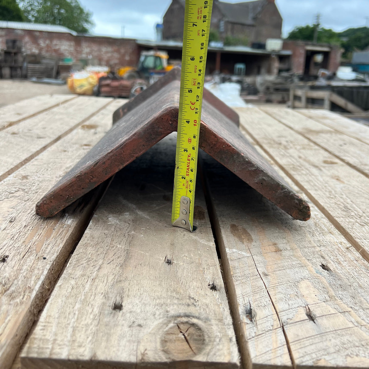 Reclaimed 18" Terracotta Red Triangle Capped Clay Roof Ridge Tile - 110 Degree