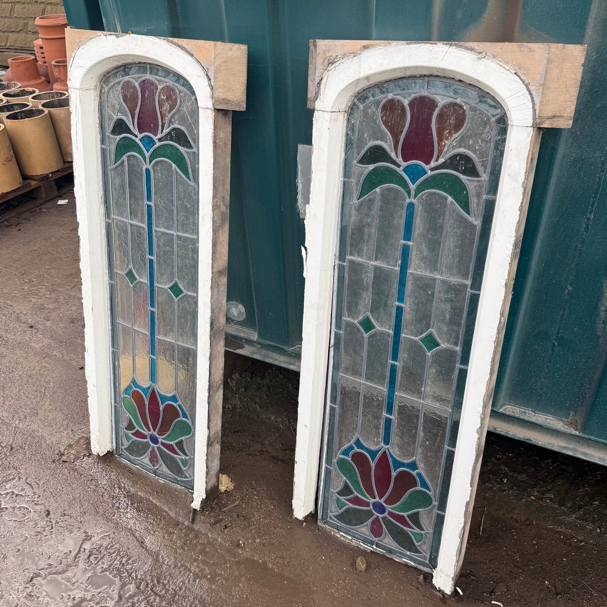 Reclaimed Stain Glass Windows - Pair
