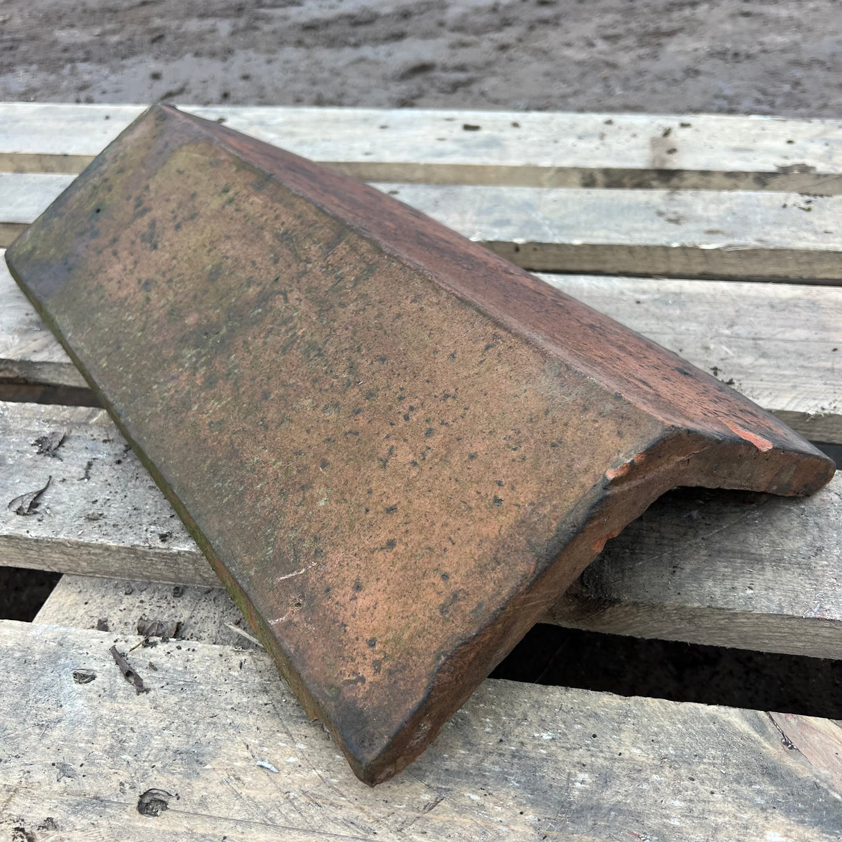 Reclaimed Brindle Triangle Clay Roof Ridge Tile - 115 Degree