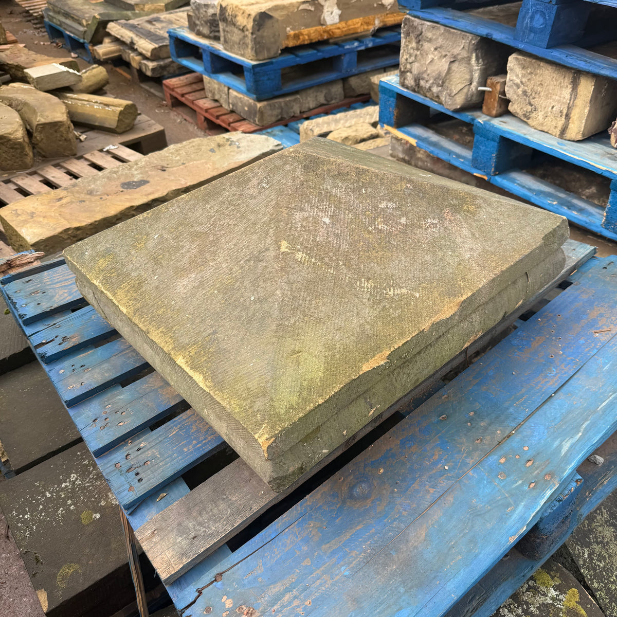 Reclaimed Stone Pillar Caps - Set of 2