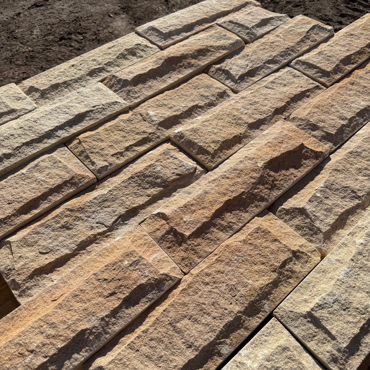 140mm Pitched Face Sandstone Building Stone - Per SQM