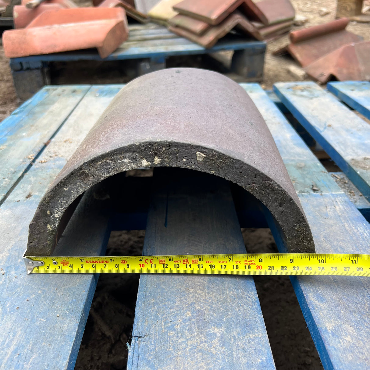Reclaimed Staffordshire Blue Half Round Roof Ridge Tile Cap End