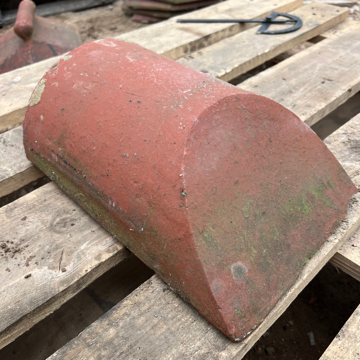 Reclaimed Red Half Round Roof Ridge Tile Cap End