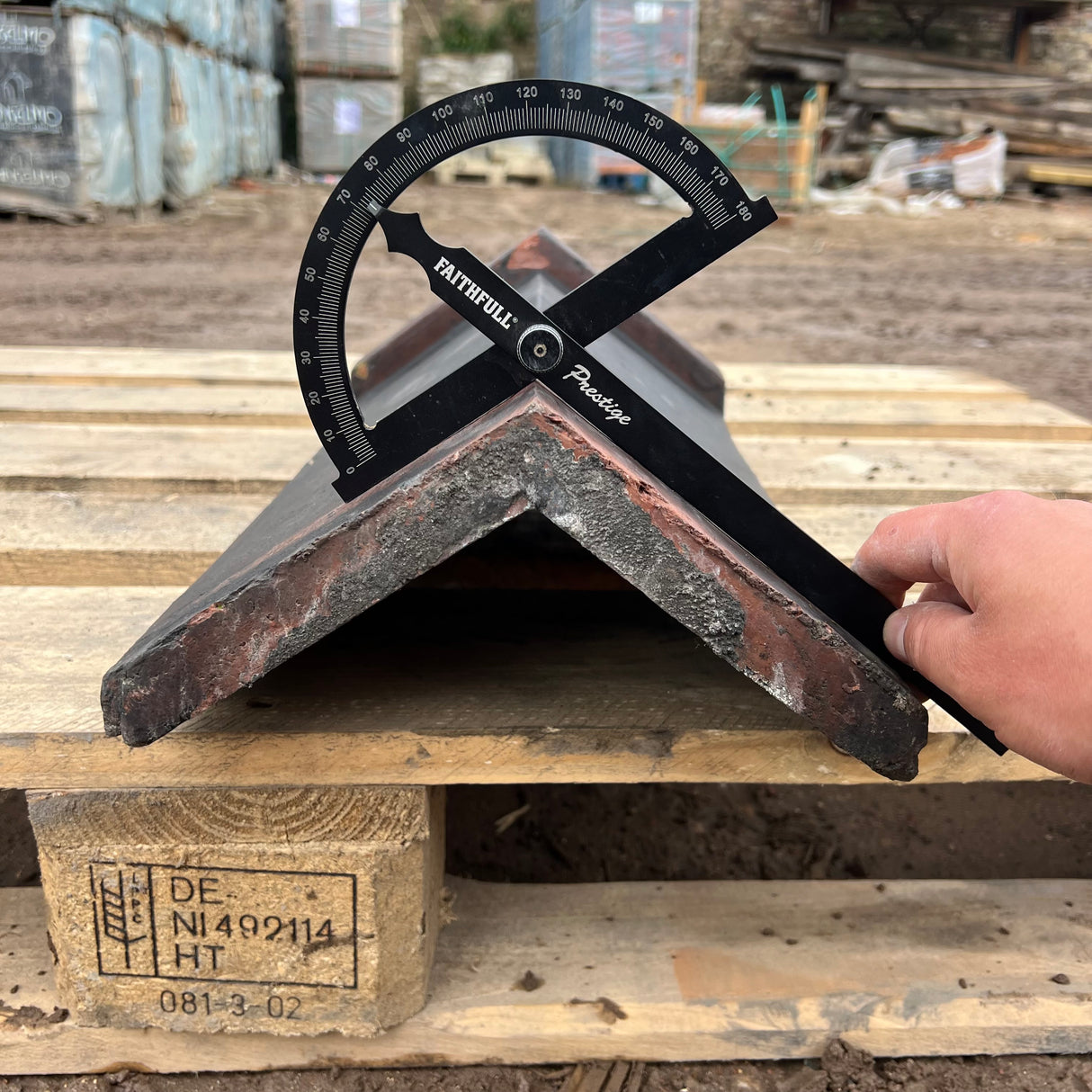 Reclaimed Weathered Red 18" Triangle Clay Roof Ridge Tile - 110 Degree