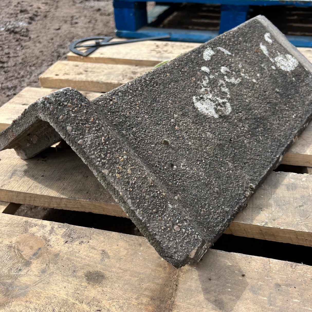 Reclaimed 18" Capped Concrete Grey Roof Ridge Tiles - 110 Degree