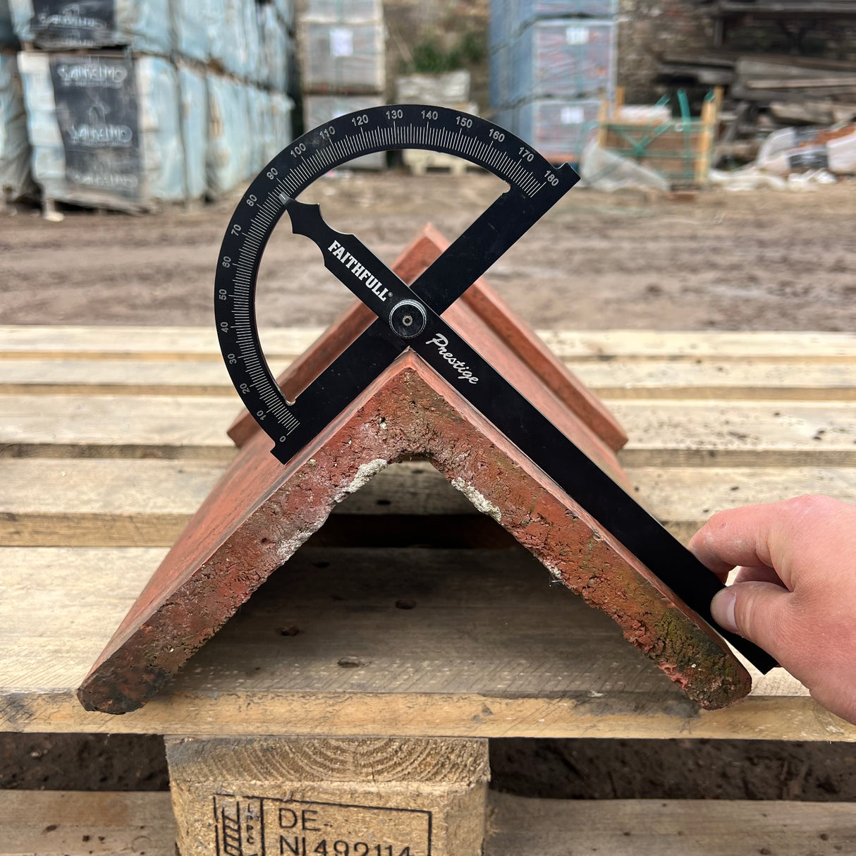 Reclaimed Red Triangle 12" Clay Roof Ridge Tile - 90 Degree