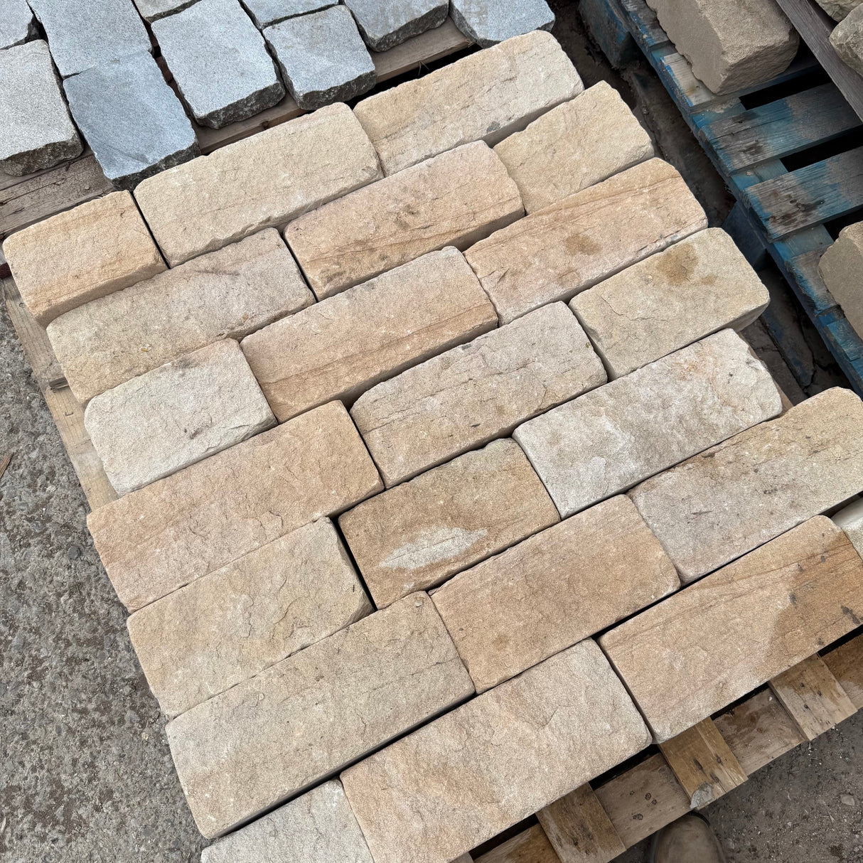 140mm Britannia Buff Tumbled Sandstone Building Stone - Per SQM