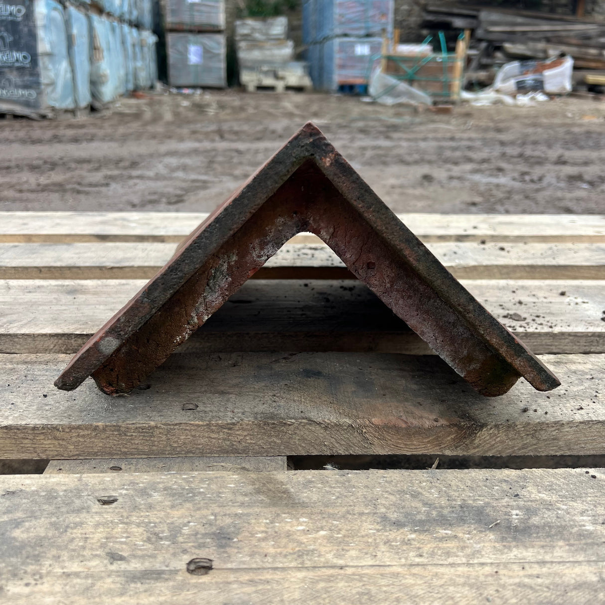 Reclaimed Red Triangle 12" Clay Roof Ridge Tile - 90 Degree